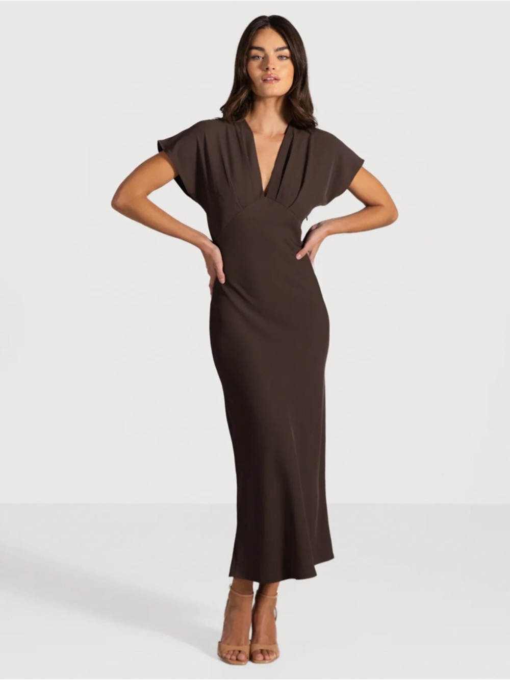 Jaki Juliette V Neck Dress | Espresso Brown
Women’s small